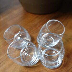 Set of 4 Rocking Base Clear Modern Shot Glasses Small Drinking Glasses Barware